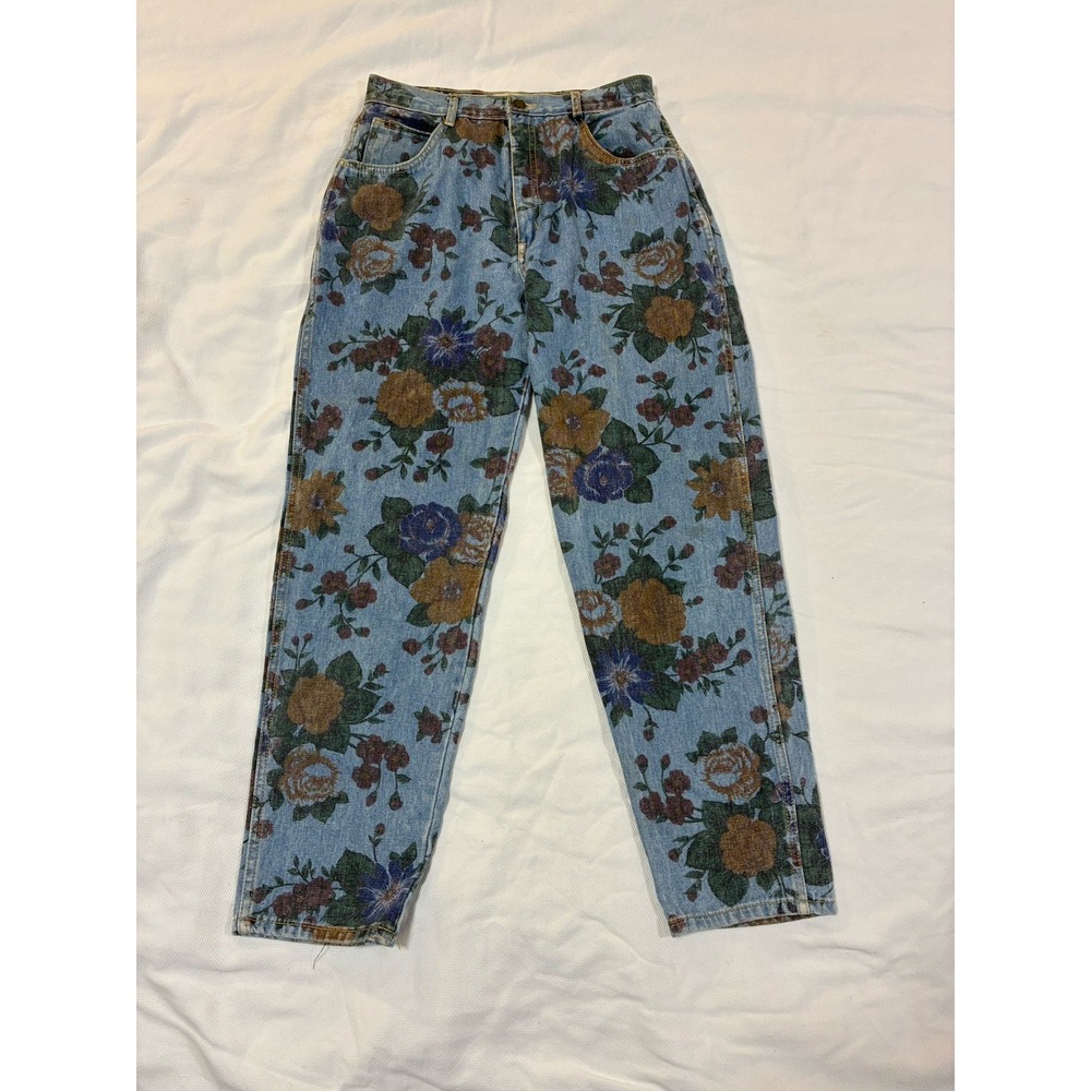 VTG 80s 90s Roberto Orsini Floral Print Denim‎ Jeans High Rise Mom Jean 13/14
